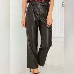Who What Wear Black Faux Leather Trousers Size 6